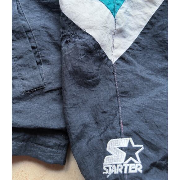 Anaheim Mighty Ducks 90s STARTER puffer LOGOS jacket S purple blk NHL hockey vtg - Picture 5 of 11